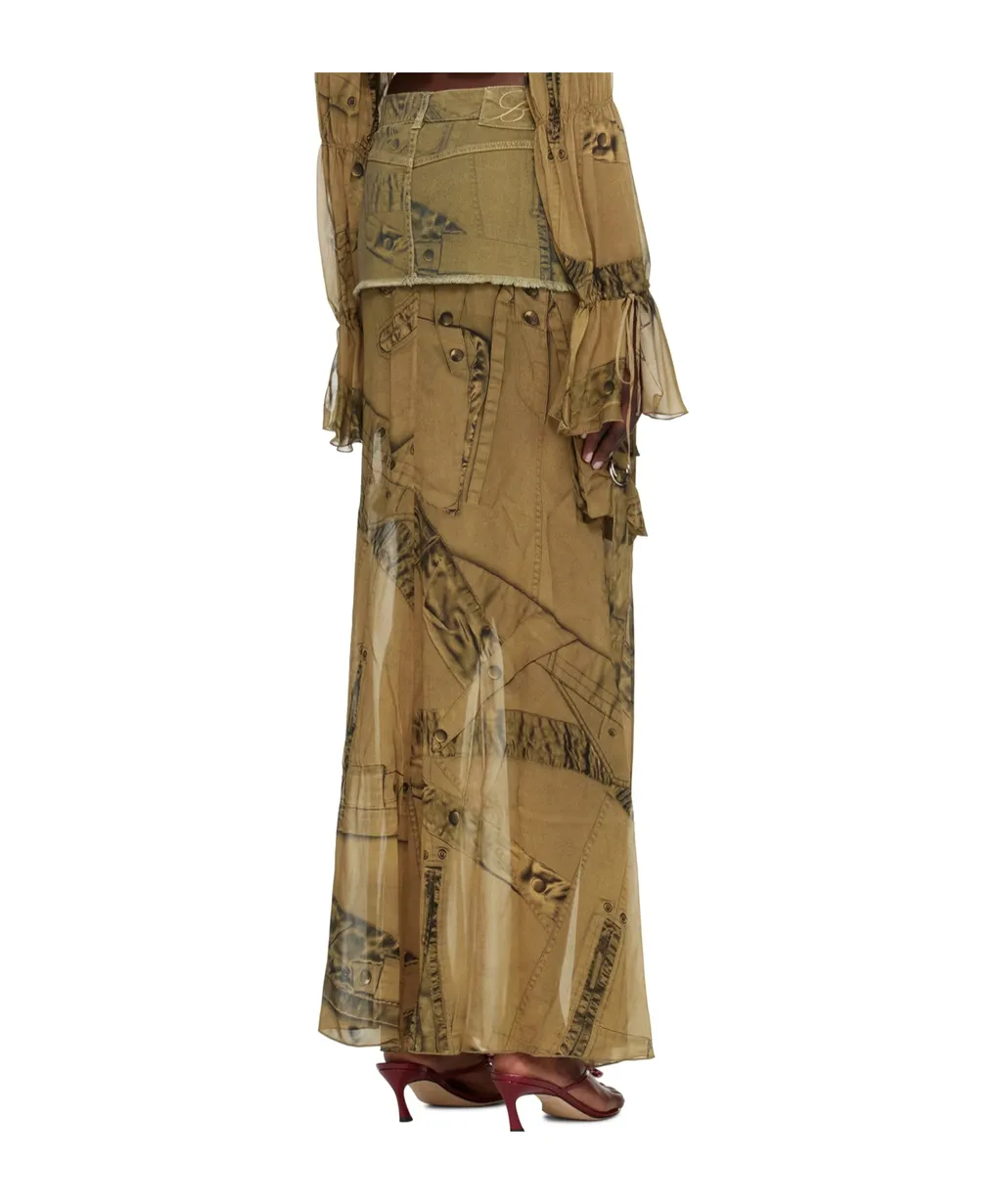 Graphic-Print Layered Maxi Skirt