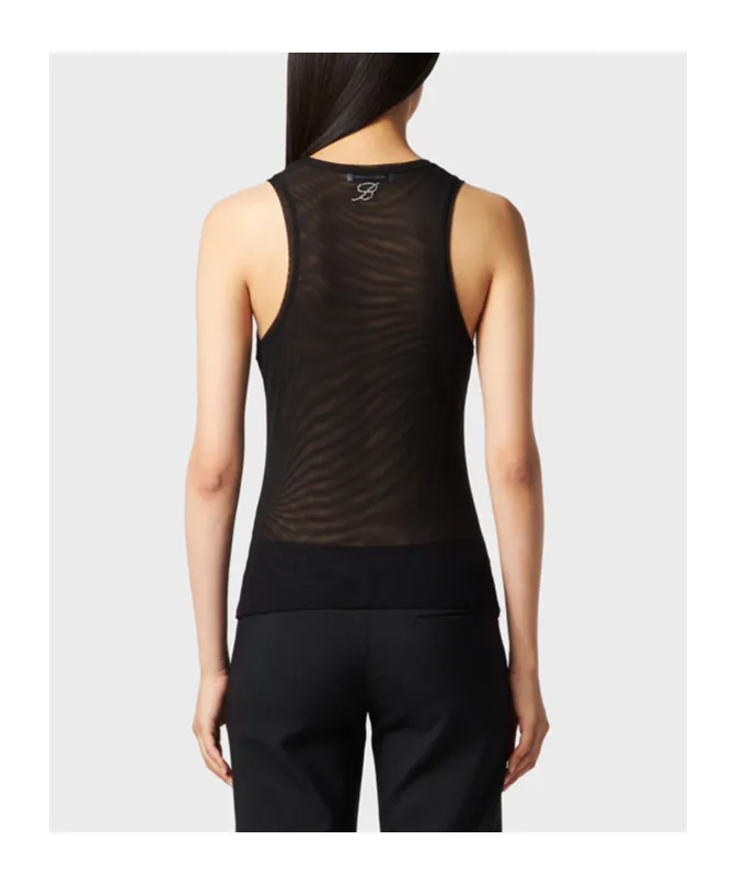 Logo-Embellishment Mesh Tank Top