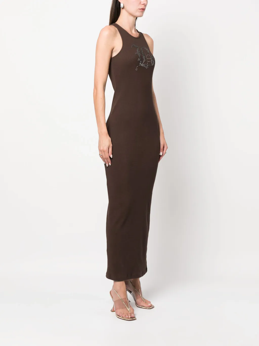 Rhinestone-Logo Midi Dress