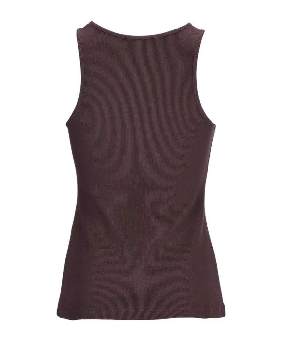 Rhinestoned Ribbed-Knit Tank Top