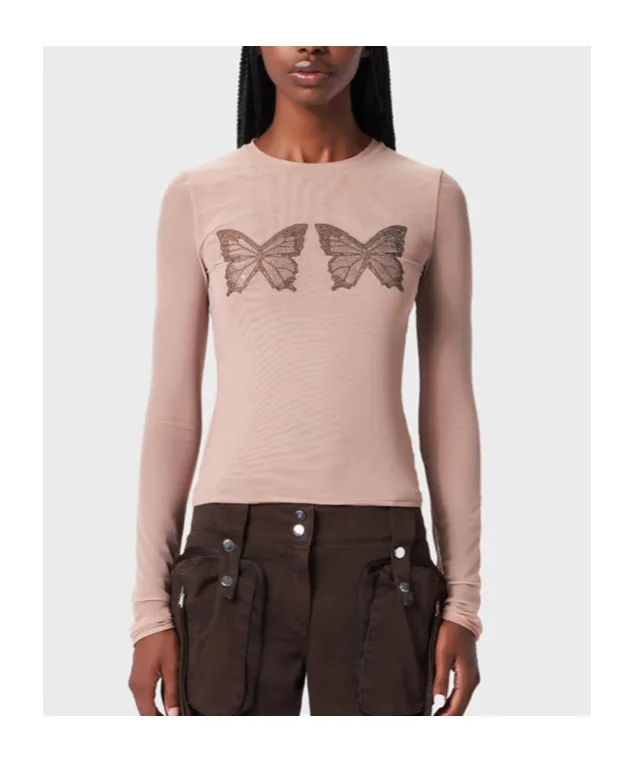 Crystal-Butterfly Tulle T-Shirt