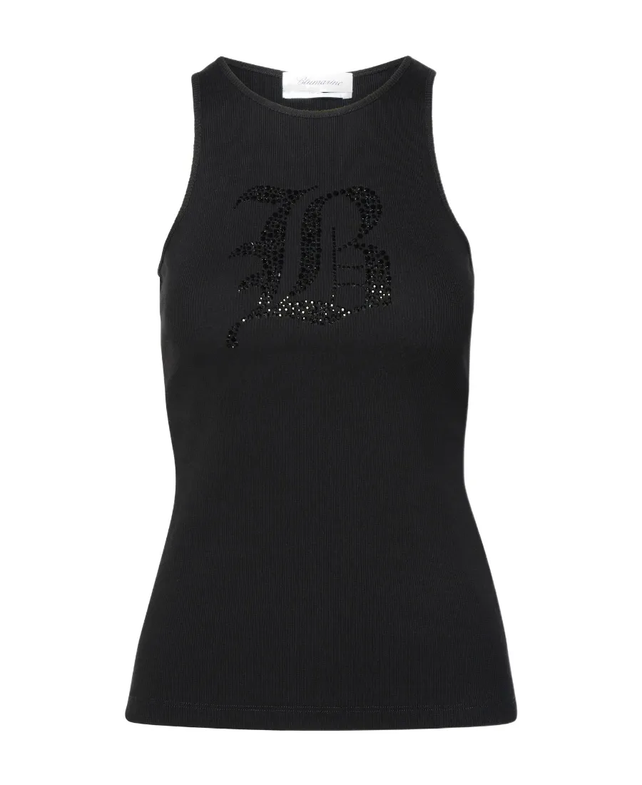 Logo Embellished Ribbed-Knit Tank Top