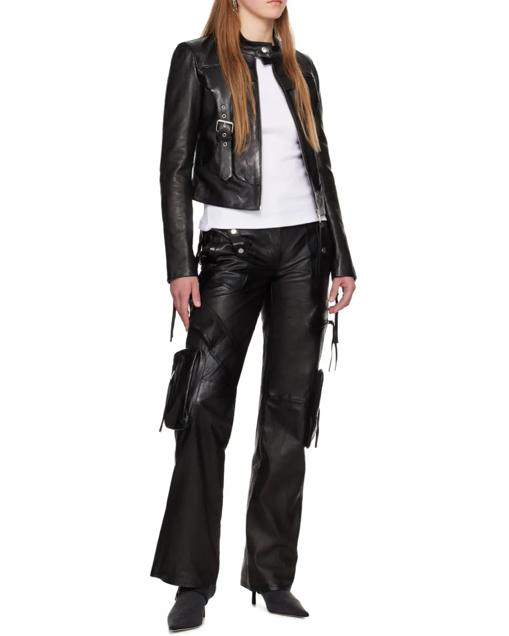 Harness-Detail Leather Jacket