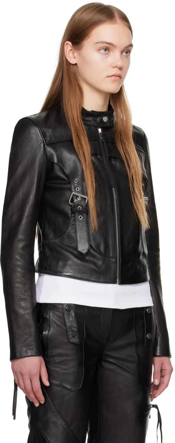 Harness-Detail Leather Jacket