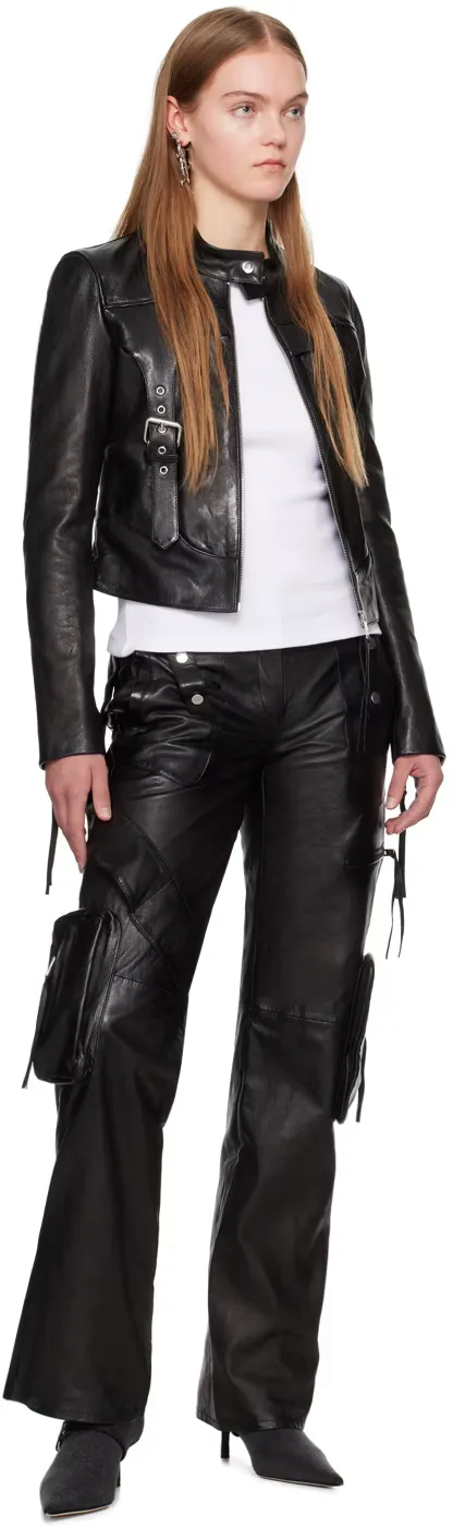 Harness-Detail Leather Jacket