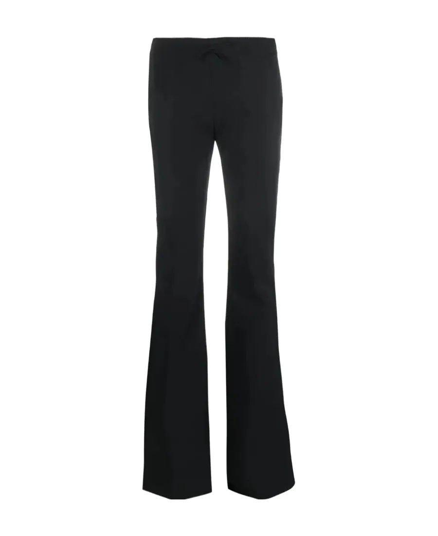 Bow-Detailed Scallop Edge Flared Trousers