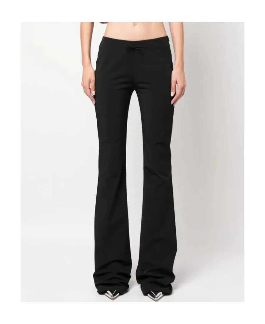 Bow-Detailed Scallop Edge Flared Trousers