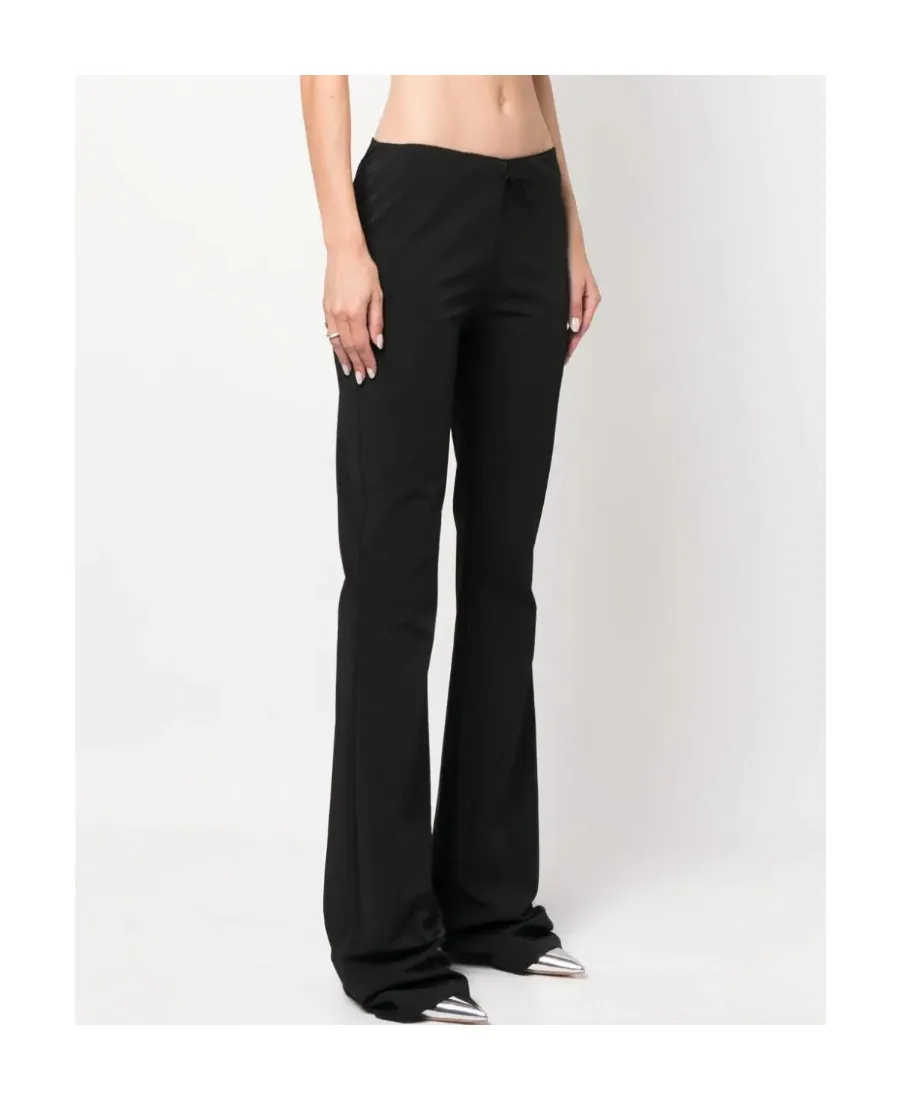 Bow-Detailed Scallop Edge Flared Trousers