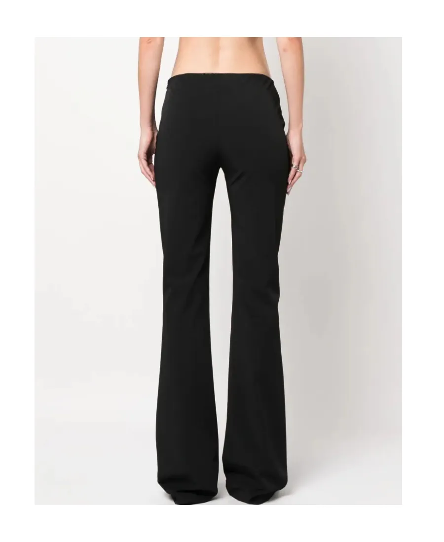 Bow-Detailed Scallop Edge Flared Trousers