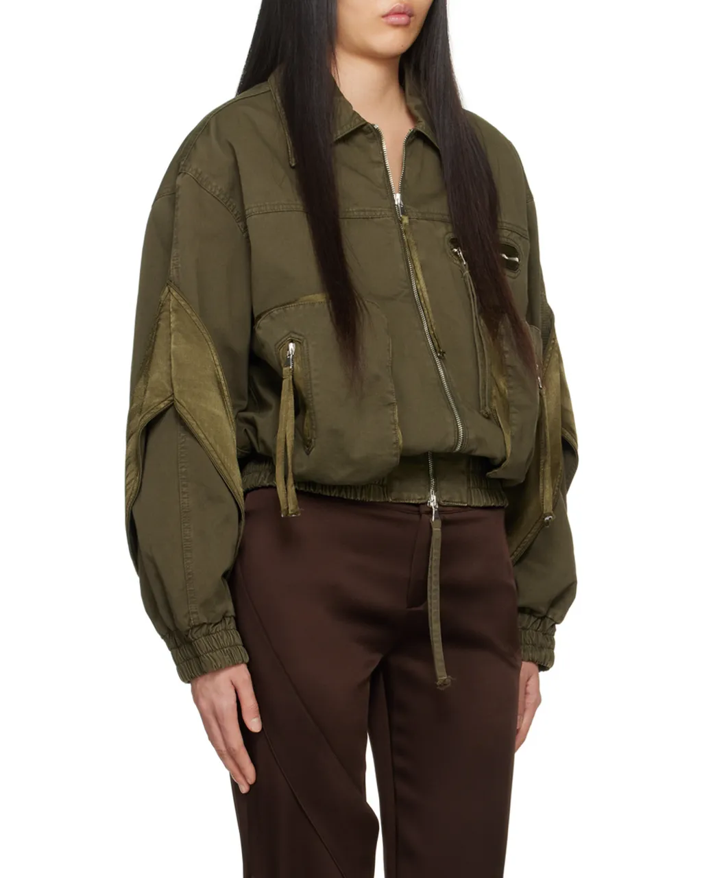 Satin-Inserts Bomber Jacket