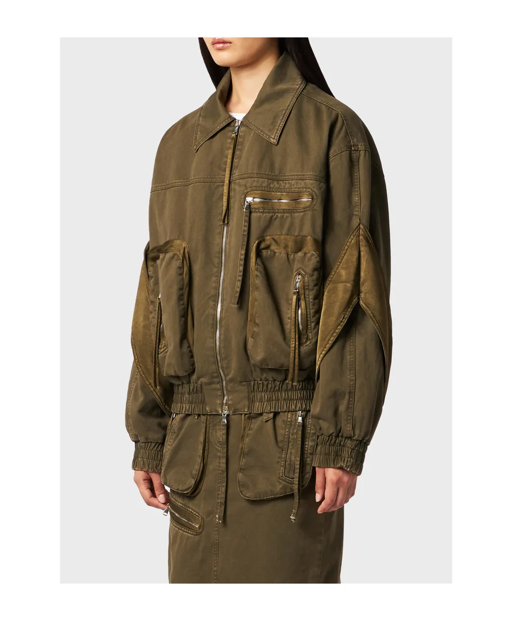 Satin-Inserts Bomber Jacket