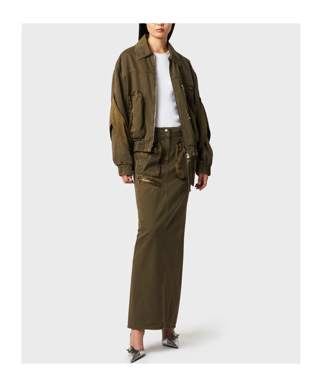 Satin-Inserts Bomber Jacket