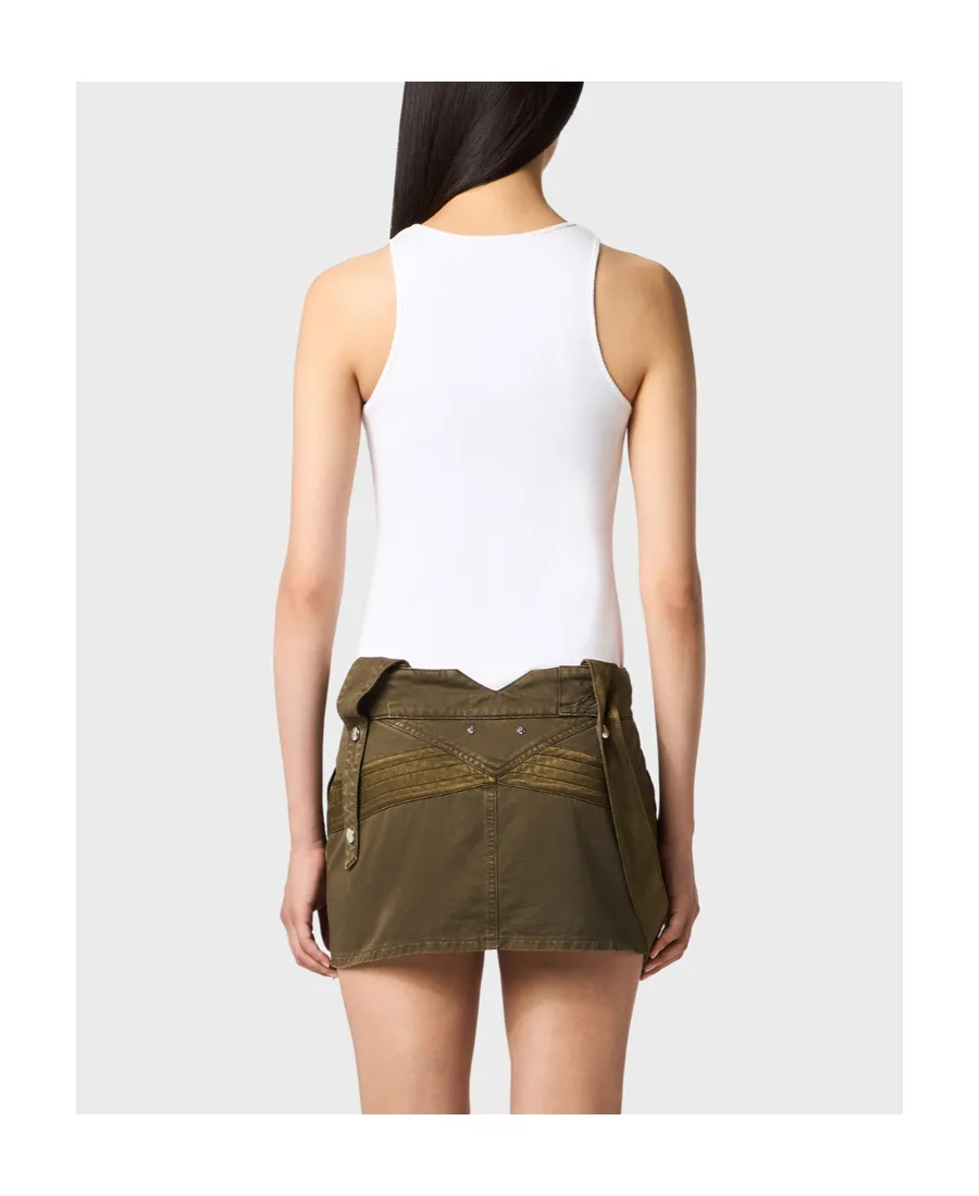 Brooch-Detail Crewneck Tank Top