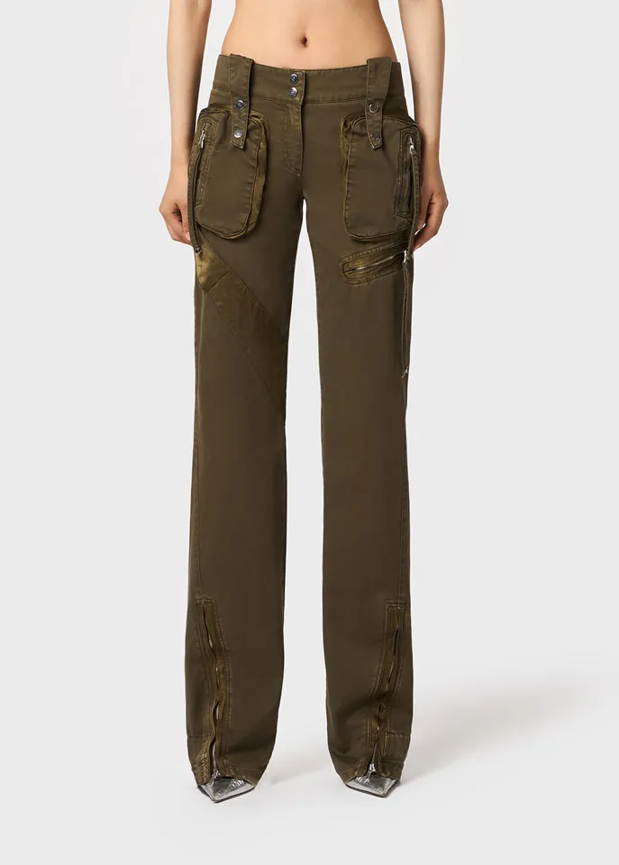 Satin Inlaid Overalls Casual Pants