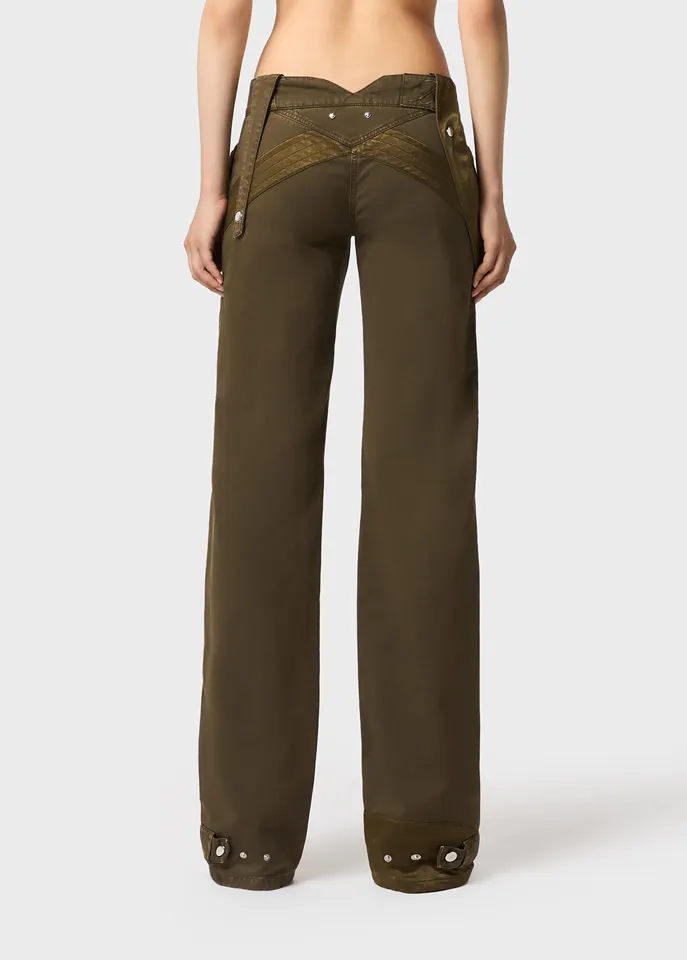 Satin Inlaid Overalls Casual Pants