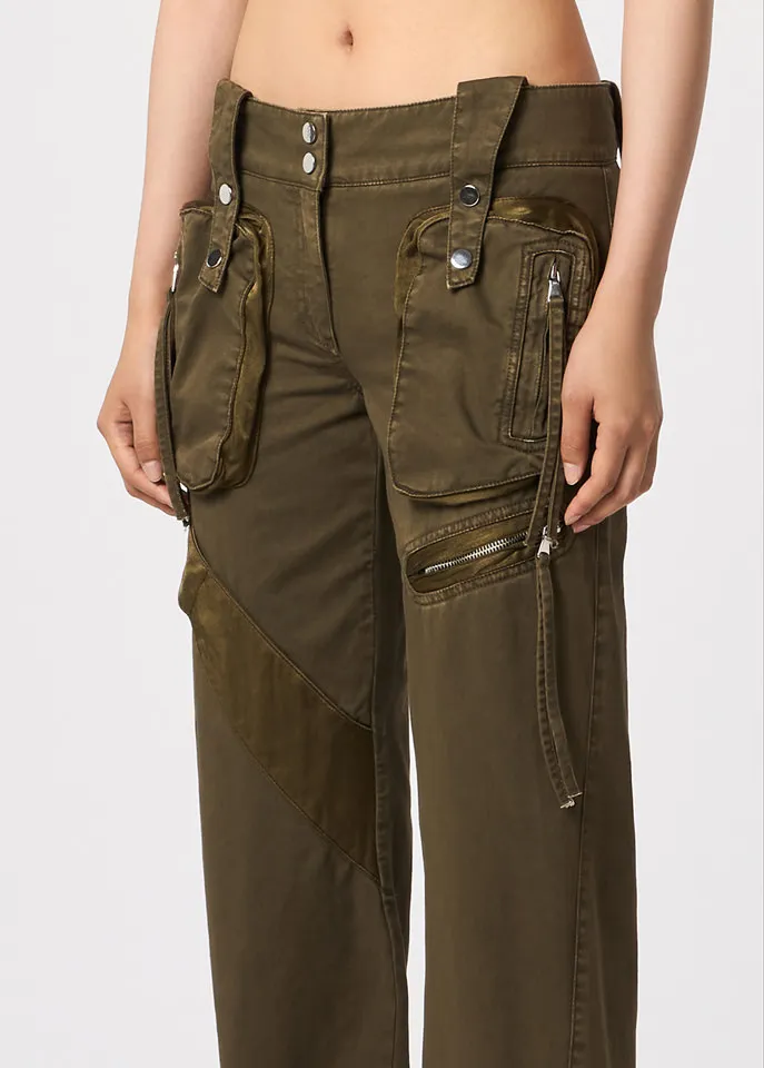 Satin Inlaid Overalls Casual Pants