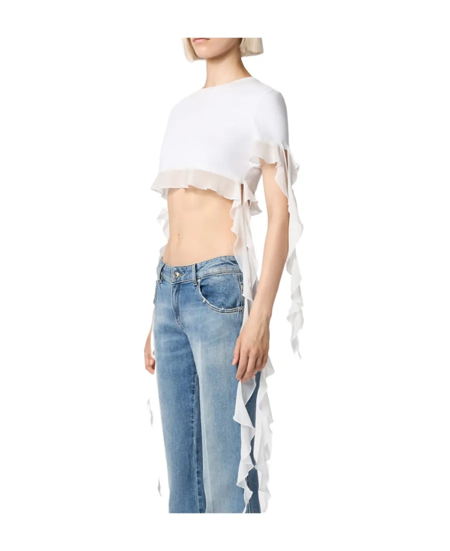 Ruffled Cotton Crop Top