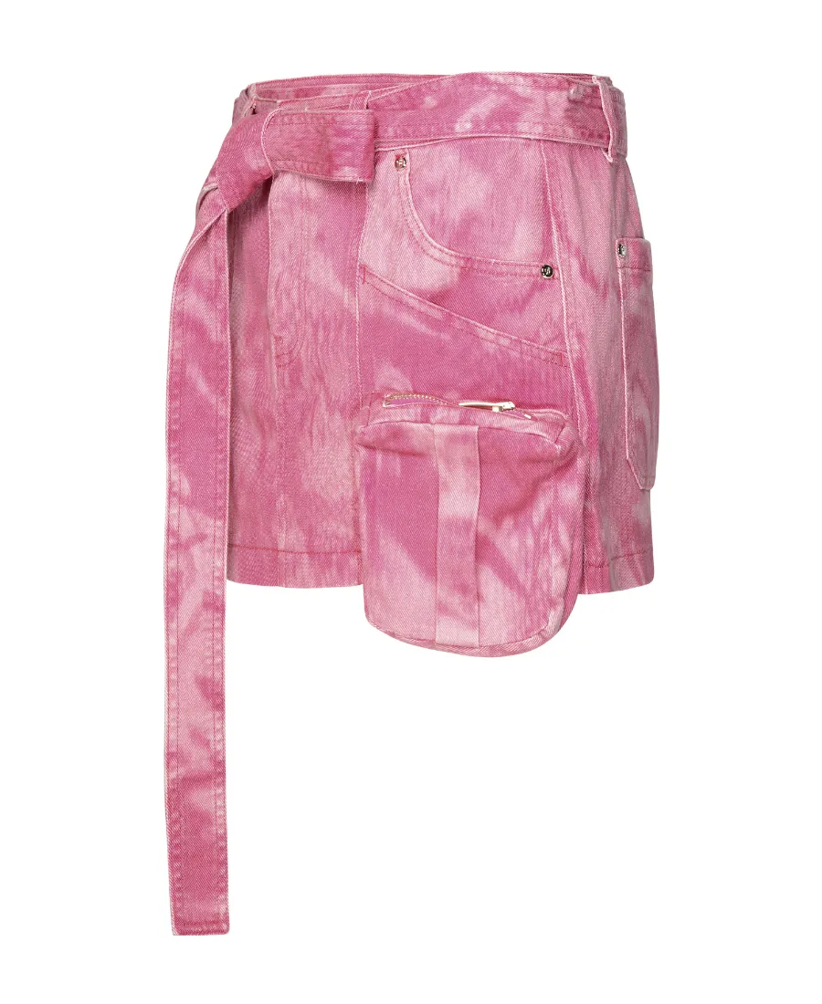 Camouflage Printed Belted Mini Skirt