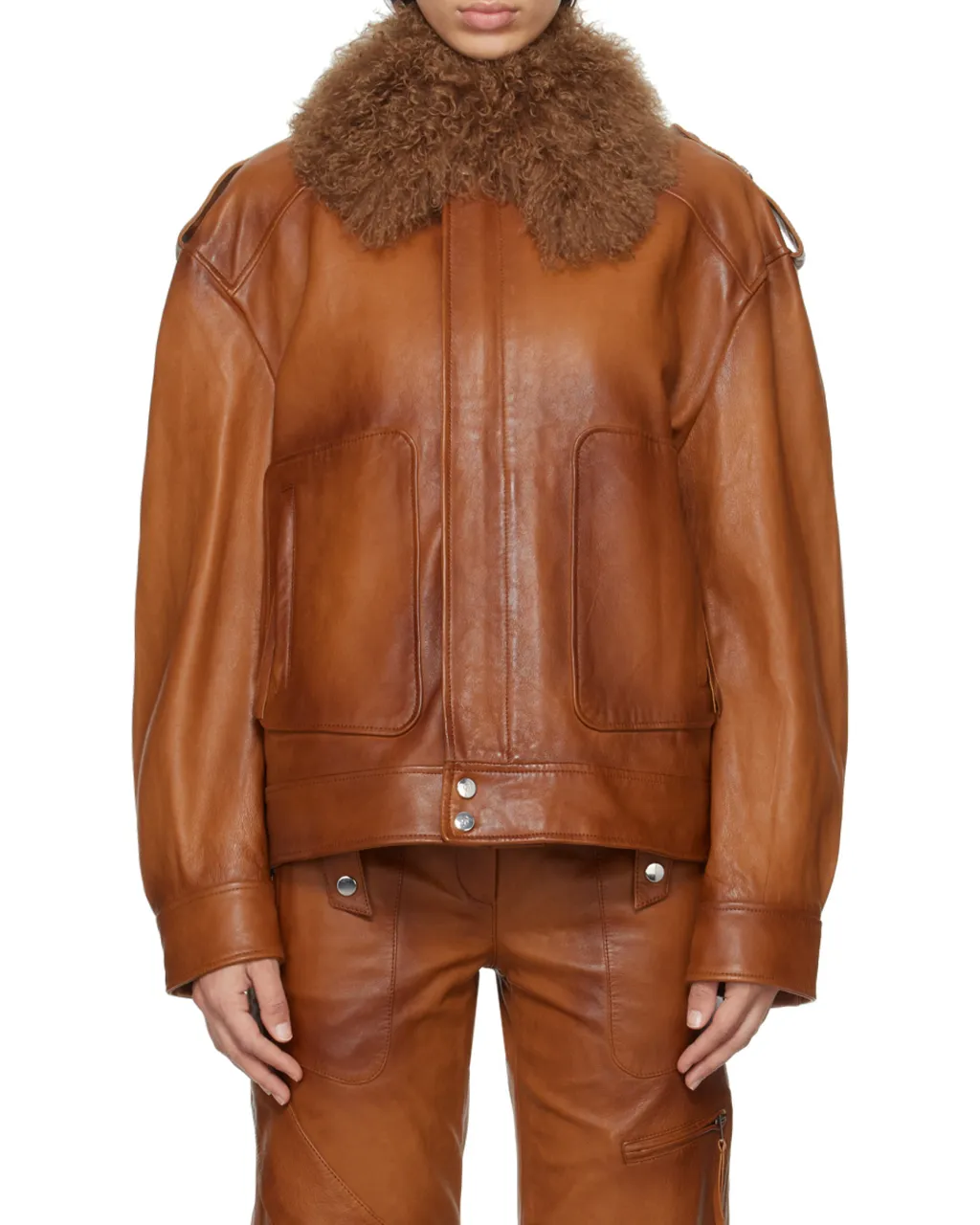 Detachable Collar Leather Jacket