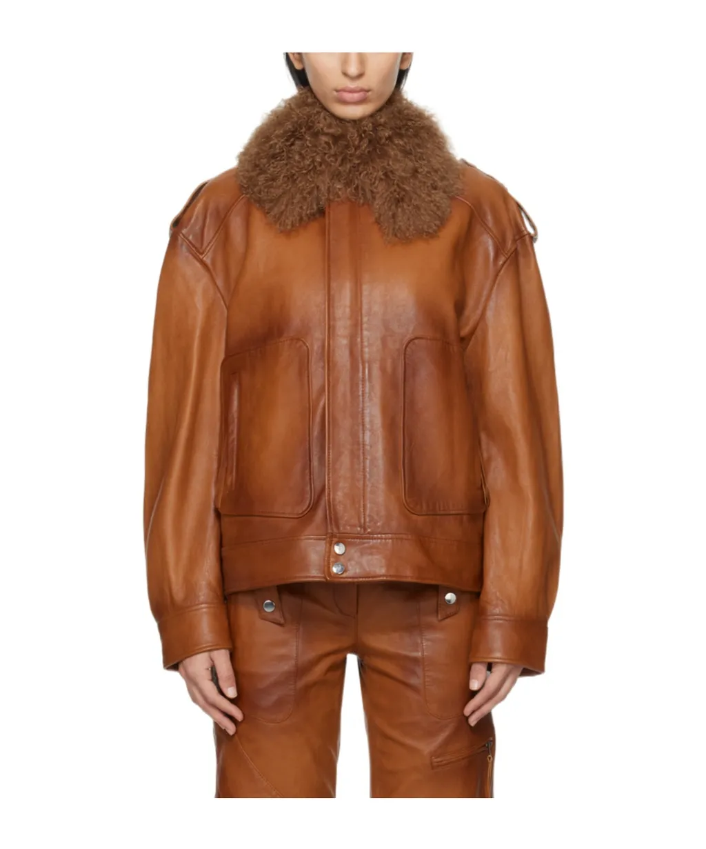 Detachable Collar Leather Jacket