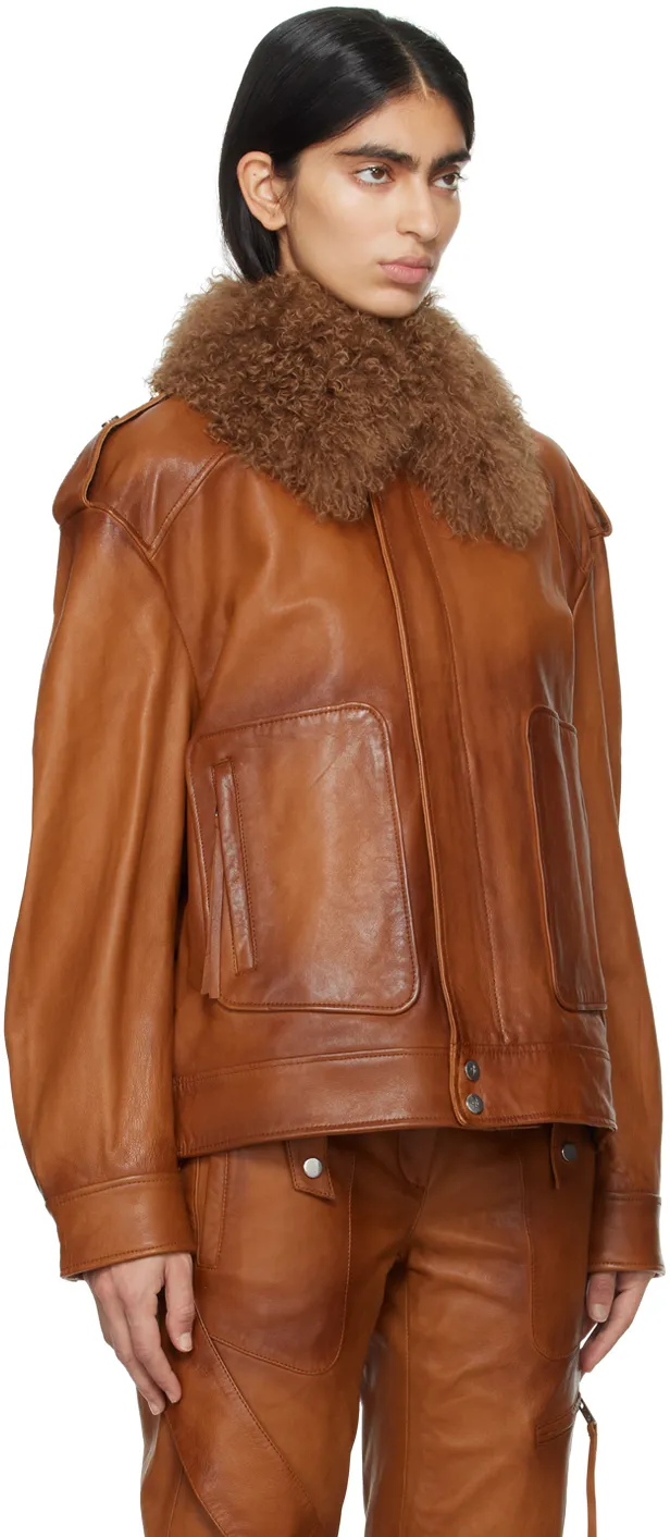 Detachable Collar Leather Jacket