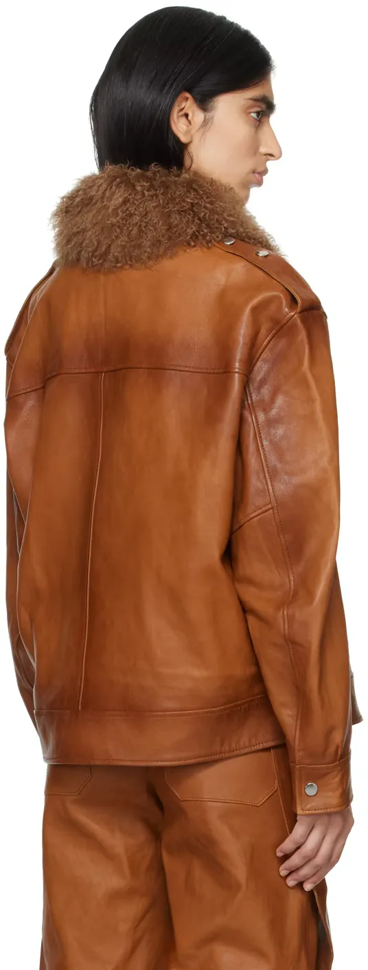 Detachable Collar Leather Jacket