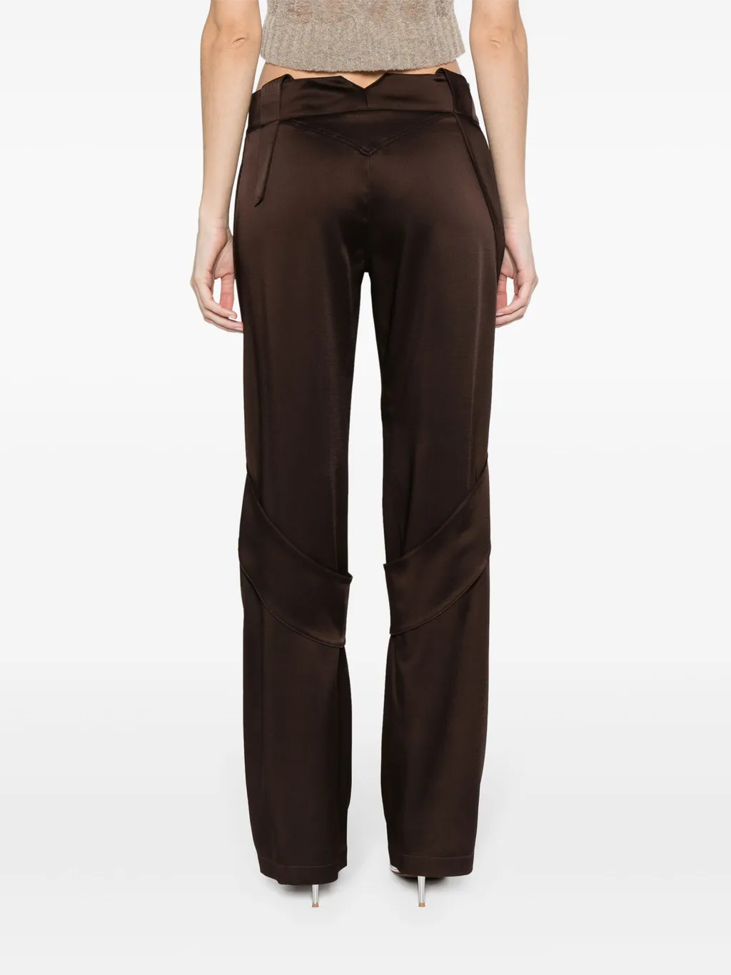 Satin Wide-Leg Cargo Trousers