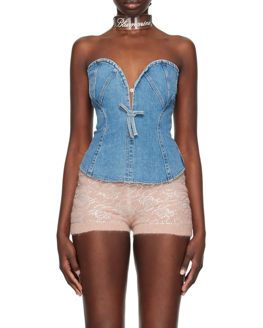 Spliced Denim Vest
