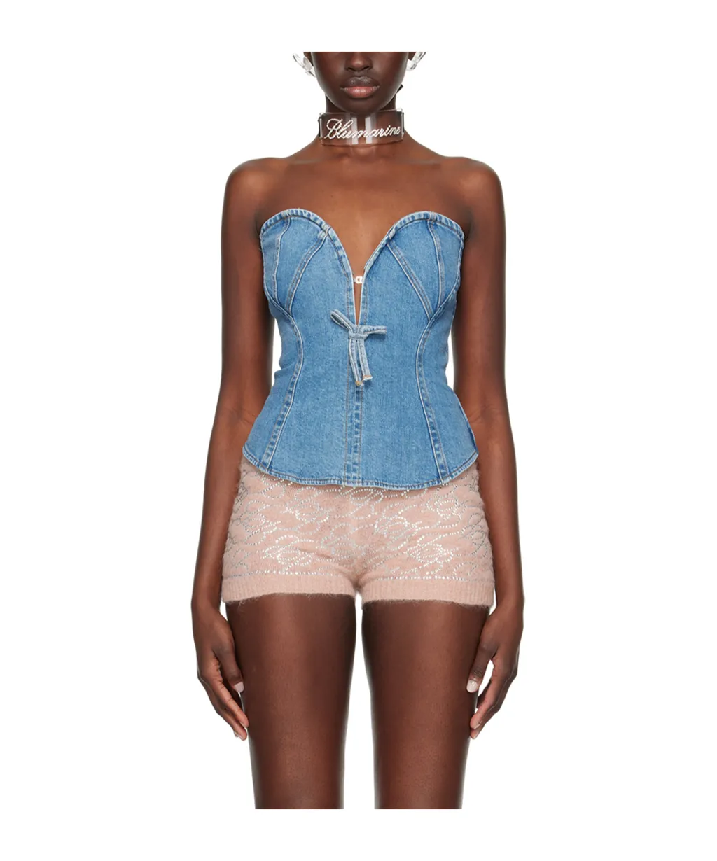 Spliced Denim Vest
