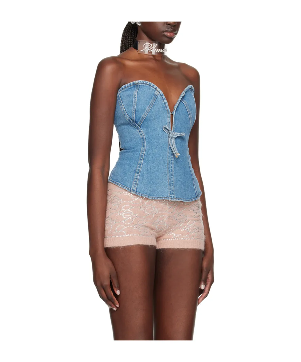 Spliced Denim Vest