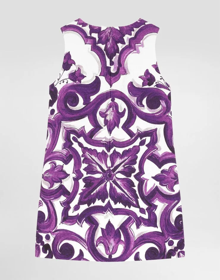 Majolica-Print Sleeveless Dress