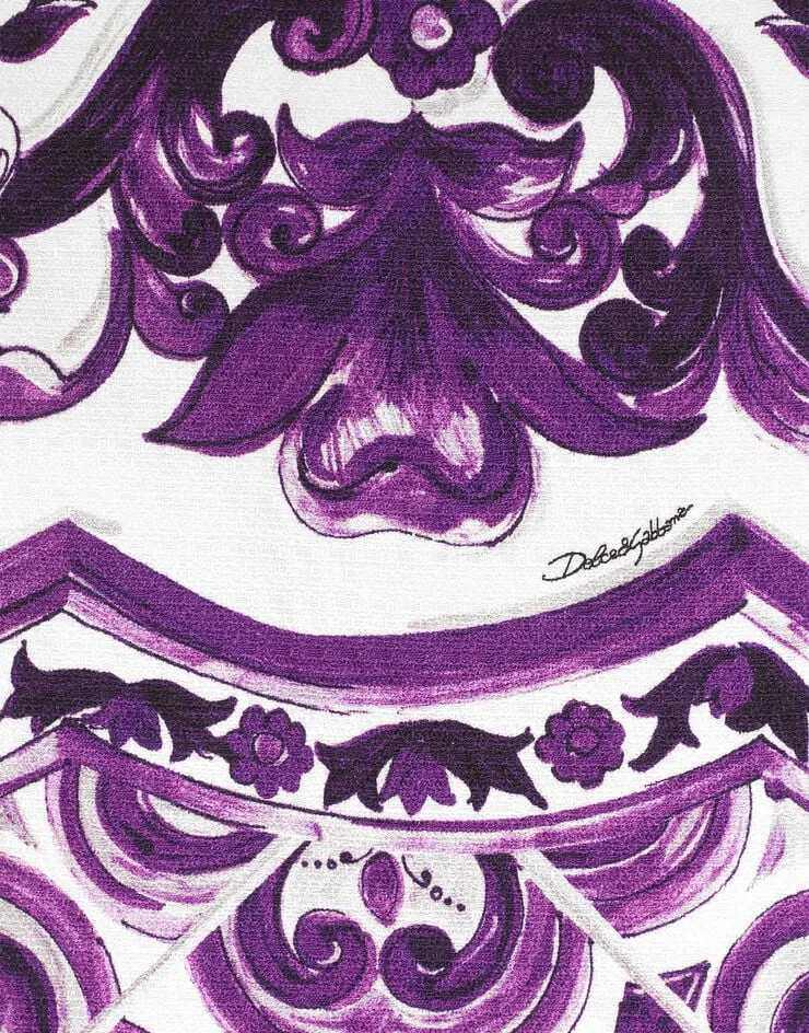 Majolica-Print Sleeveless Dress
