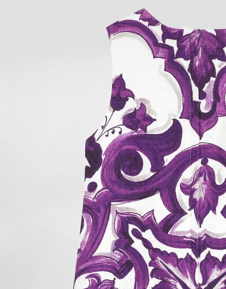 Majolica-Print Sleeveless Dress