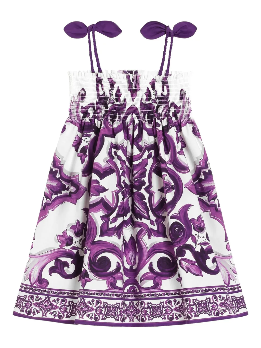 Majolica-Print Sleeveless Dress