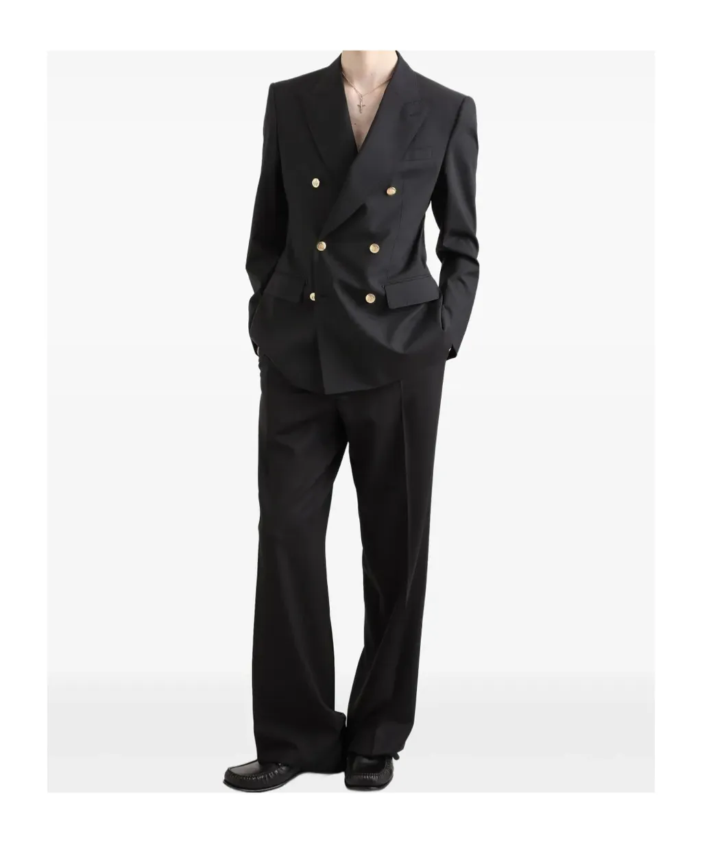 Martini-Fit Gold-Button Double-Breasted Suit