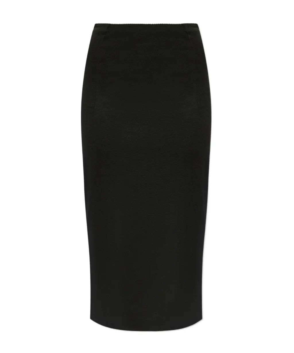 Technical Ottoman Calf-Length Pencil Skirt