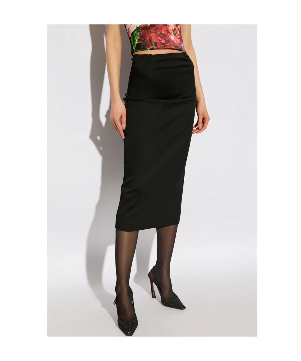 Technical Ottoman Calf-Length Pencil Skirt