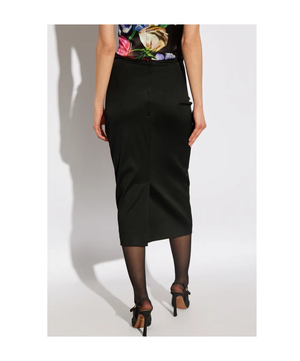 Technical Ottoman Calf-Length Pencil Skirt