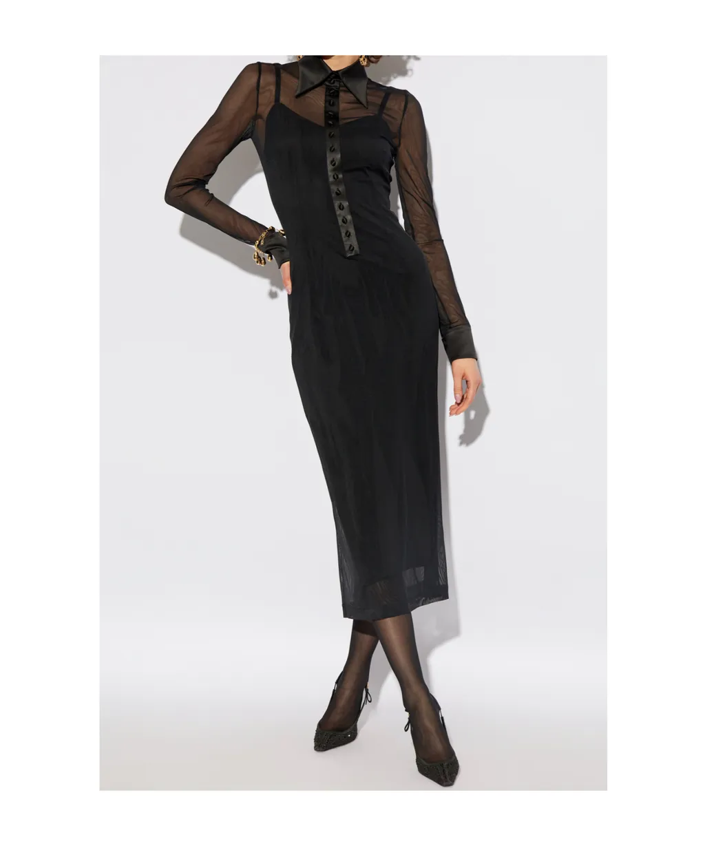Satin Detailed Tulle Shirt Dress