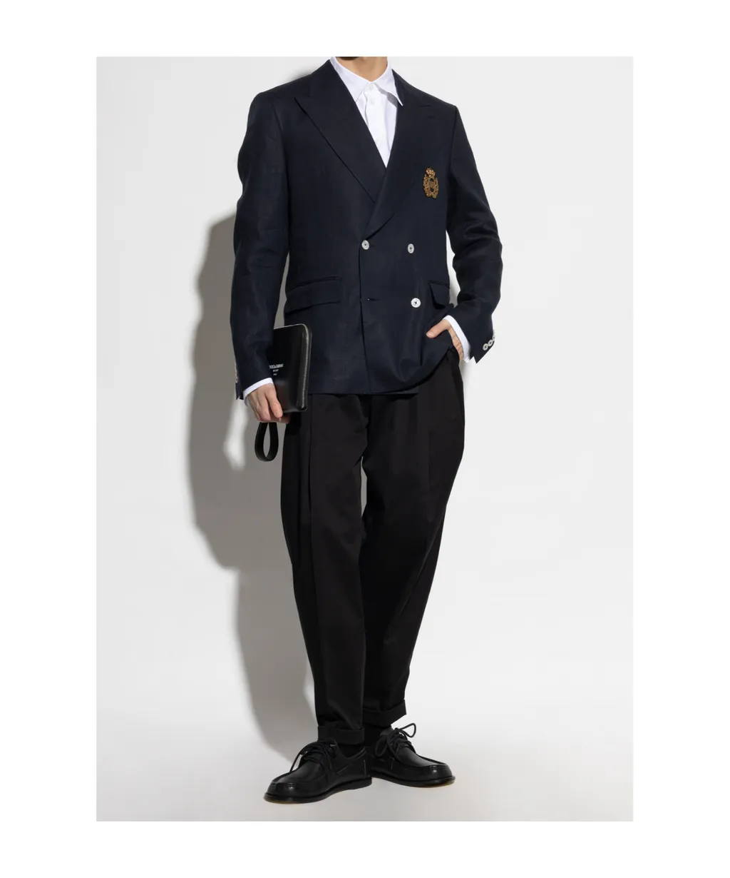 Heraldic Emblem Double-Breasted Tailored Jacket
