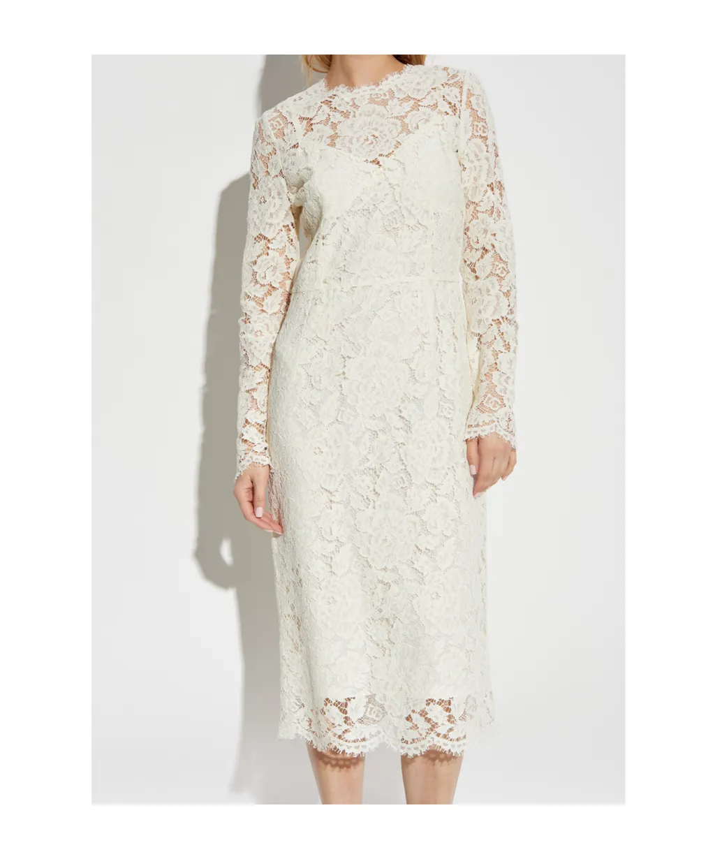 Branded Floral Cordonetto Lace Sheath Dress
