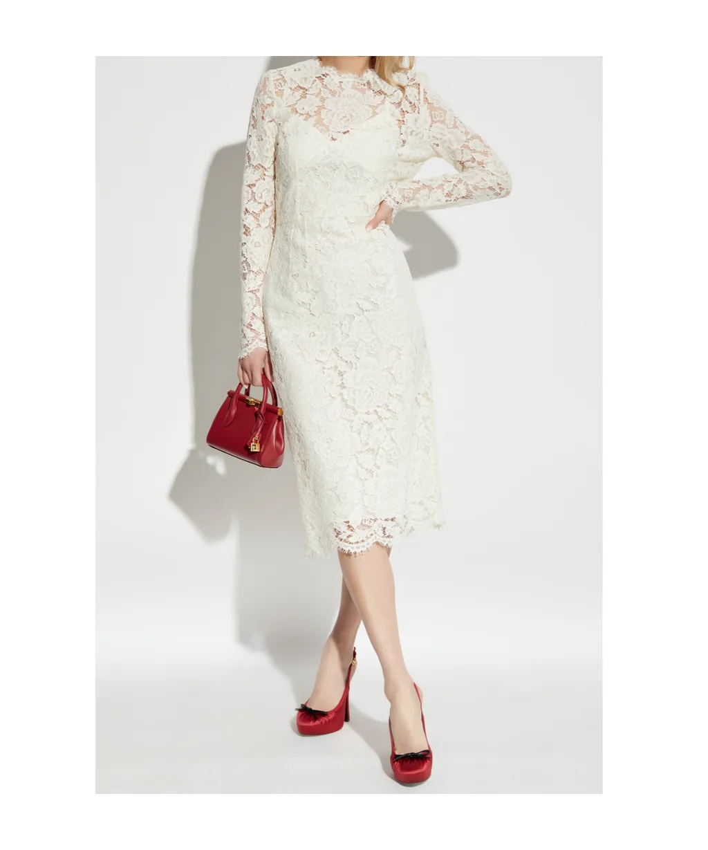 Branded Floral Cordonetto Lace Sheath Dress