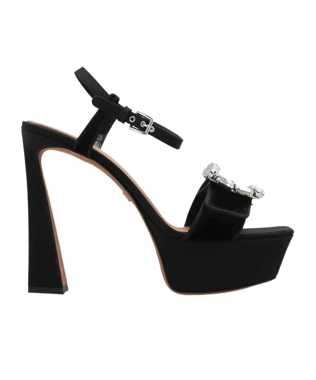 Buckle Embellished Velvet Platform Sandals