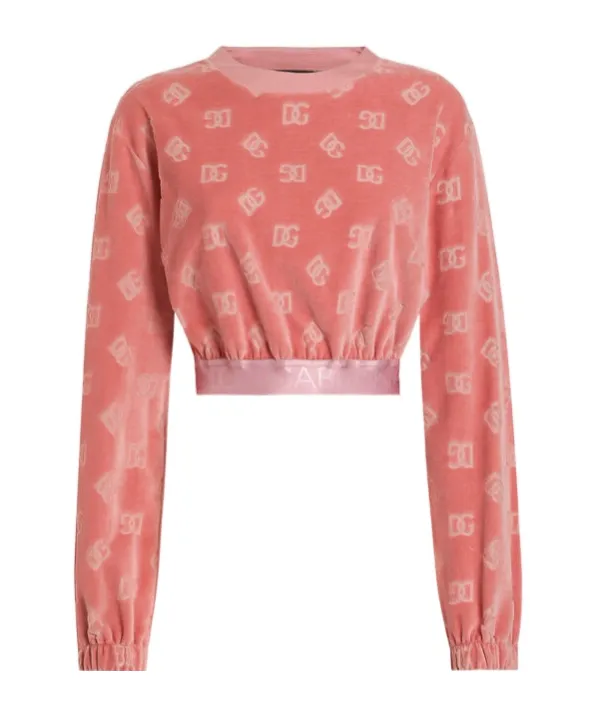 Monogram-Jacquard Velvet Sweatshirt