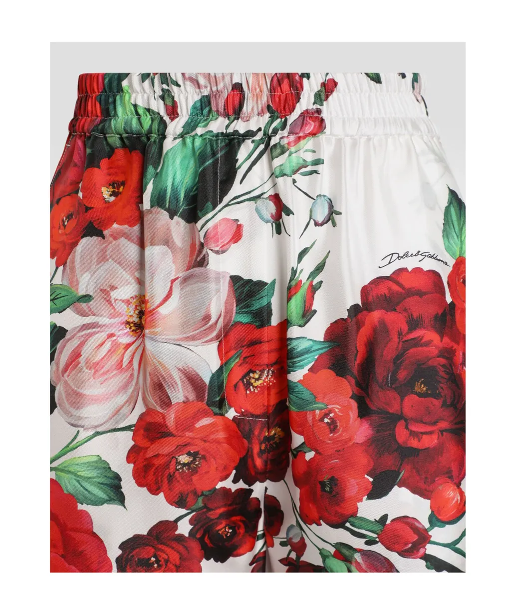 Rose Printed Satin Pajama Pants