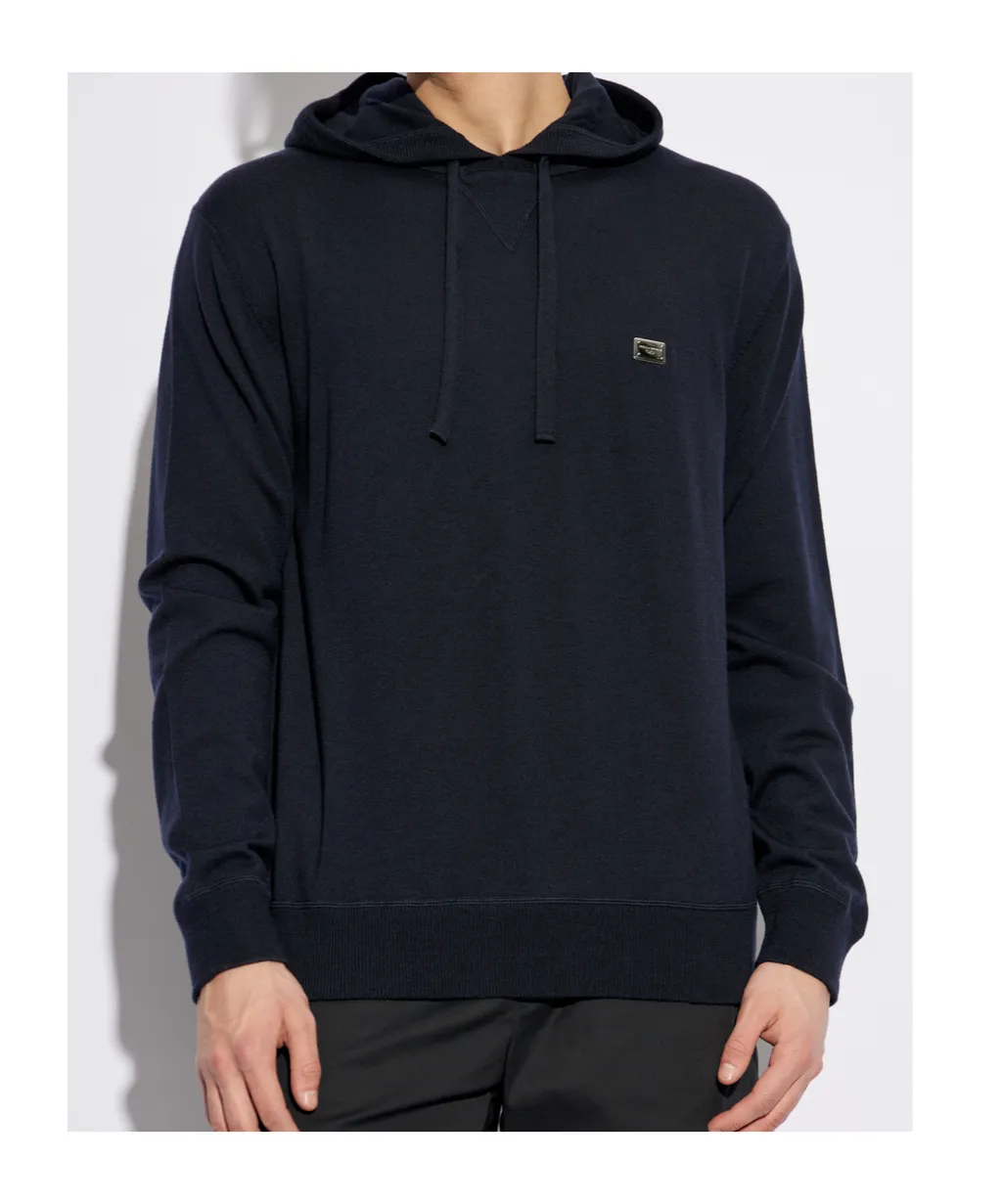 Logo Plaque Drawstring Hoodie