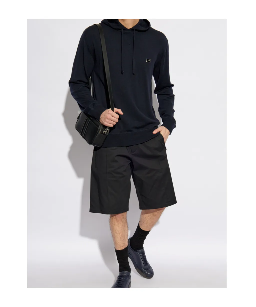 Logo Plaque Drawstring Hoodie