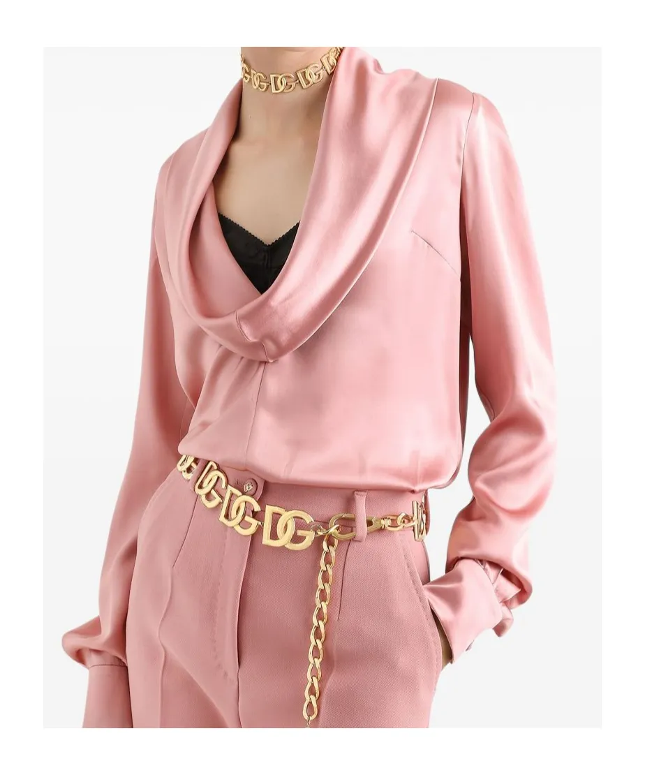 Cowl-Neck Long-Sleeved Blouse