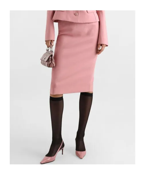 Dg Logo Plaque High Waist Midi Skirt