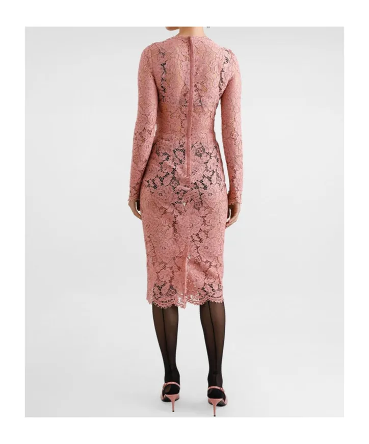 Branded Floral Cordonetto Lace Sheath Dress